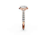 Rose gold Radiant Cut Halo Diamond Engagement Ring with Pave Band and Four-Prong Setting_43