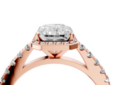 Rose gold Radiant Cut Halo Diamond Engagement Ring with Pave Band and Four-Prong Setting_45