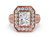 Rose gold Radiant Cut Halo Diamond Engagement Ring with Pave Split Shank and Four-Prong Setting_3