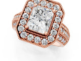 Rose gold Radiant Cut Halo Diamond Engagement Ring with Pave Split Shank and Four-Prong Setting_4