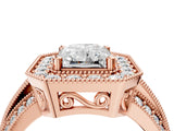 Rose gold Radiant Cut Halo Diamond Engagement Ring with Pave Split Shank and Four-Prong Setting_7