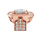 Rose gold Radiant Cut Halo Diamond Engagement Ring with Pave Split Shank and Four-Prong Setting_8