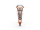 Rose gold Radiant Cut Halo Diamond Engagement Ring with Split Shank and Four-Prong Setting_22