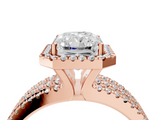 Rose gold Radiant Cut Halo Diamond Engagement Ring with Split Shank and Four-Prong Setting_24