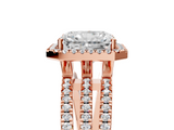 Rose gold Radiant Cut Halo Diamond Engagement Ring with Split Shank and Four-Prong Setting_25