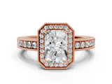 Rose gold Radiant Cut Halo Diamond Pave Band Ring with Four-Prong Setting_61