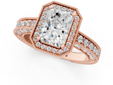 Rose gold Radiant Cut Halo Diamond Pave Band Ring with Four-Prong Setting_62