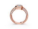 Rose gold Radiant Cut Halo Diamond Pave Band Ring with Four-Prong Setting_64