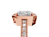 Rose gold Radiant Cut Halo Diamond Pave Band Ring with Four-Prong Setting_66
