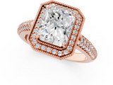 Rose gold Radiant Cut Halo Diamond Pave Band with Four-Prong Setting_54