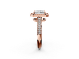 Rose gold Radiant Cut Halo Diamond Pave Band with Four-Prong Setting_55