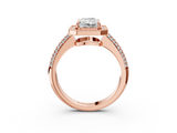 Rose gold Radiant Cut Halo Diamond Pave Band with Four-Prong Setting_56