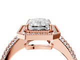 Rose gold Radiant Cut Halo Diamond Pave Band with Four-Prong Setting_57