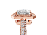 Rose gold Radiant Cut Halo Diamond Pave Band with Four-Prong Setting_58
