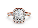 Rose gold Radiant Cut Halo Diamond Pave Band with Prong Setting_3
