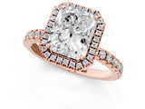 Rose gold Radiant Cut Halo Diamond Pave Band with Prong Setting_4
