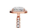 Rose gold Radiant Cut Halo Diamond Pave Band with Prong Setting_8