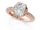 Rose gold Radiant Cut Halo Diamond Ring with Channel Set Band and Four-Prong Setting_33