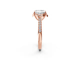 Rose gold Radiant Cut Halo Diamond Ring with Channel Set Band and Four-Prong Setting_34