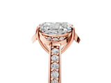 Rose gold Radiant Cut Halo Diamond Ring with Channel Set Band and Four-Prong Setting_37