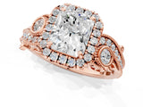 Rose gold Radiant Cut Halo Diamond Ring with Milgrain and Bezel Accents on a Split Shank Band_16