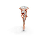 Rose gold Radiant Cut Halo Diamond Ring with Milgrain and Bezel Accents on a Split Shank Band_17