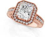 Rose gold Radiant Cut Halo Diamond Ring with Pavé Band and Four-Prong Setting_66