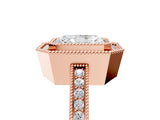 Rose gold Radiant Cut Halo Diamond Ring with Pavé Band and Milgrain Prong Setting_51