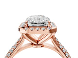 Rose gold Radiant Cut Halo Diamond Ring with Pavé Band_19