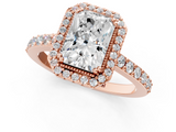 Rose gold Radiant Cut Halo Diamond Ring with Pave Band and Four-Prong Setting_21