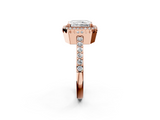 Rose gold Radiant Cut Halo Diamond Ring with Pave Band and Four-Prong Setting_22