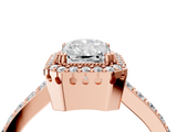 Rose gold Radiant Cut Halo Diamond Ring with Pave Band and Four-Prong Setting_24