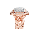 Rose gold Radiant Cut Halo Diamond Ring with Scrollwork Band and Four-Prong Setting_68