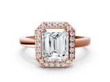 Rose gold Radiant Cut Halo Diamond Ring with Solitaire Band and Prong Setting_3