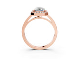 Rose gold Radiant Cut Halo Diamond Ring with Solitaire Band and Prong Setting_6