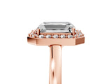 Rose gold Radiant Cut Halo Diamond Ring with Solitaire Band and Prong Setting_8
