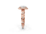 Rose gold Radiant Cut Halo Diamond Solitaire with Filigree Band and Four-Prong Setting_5