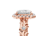 Rose gold Radiant Cut Halo Diamond Solitaire with Filigree Band and Four-Prong Setting_8