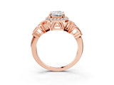 Rose gold Radiant Cut Halo Diamond Split Shank Engagement Ring with Four-Prong Setting_12