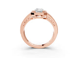 Rose gold Radiant Cut Halo Diamond Split Shank Ring with Prong Setting_18