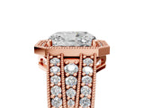 Rose gold Radiant Cut Halo Diamond Split Shank Ring with Prong Setting_20