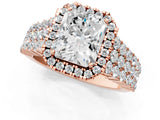 Rose gold Radiant Cut Halo Pavé Diamond Engagement Ring with Split Shank and Four-Prong Setting_4