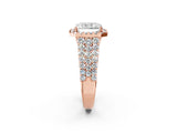Rose gold Radiant Cut Halo Pavé Diamond Engagement Ring with Split Shank and Four-Prong Setting_5