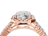Rose gold Radiant Cut Halo Pavé Diamond Engagement Ring with Split Shank and Four-Prong Setting_7
