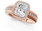 Rose gold Radiant Cut Halo Pave Band Four-Prong Ring_63