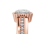 Rose gold Radiant Cut Halo Pave Band Four-Prong Ring_67