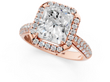 Rose gold Radiant Cut Halo Pave Band Four-Prong Setting Ring_21