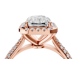 Rose gold Radiant Cut Halo Pave Band Four-Prong Setting Ring_24