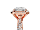 Rose gold Radiant Cut Halo Pave Band Four-Prong Setting Ring_25