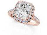 Rose gold Radiant Cut Halo Pave Diamond Engagement Ring with Four-Prong Setting_4